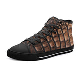 High-Top Canvas Shoes Brown Alligator Skin