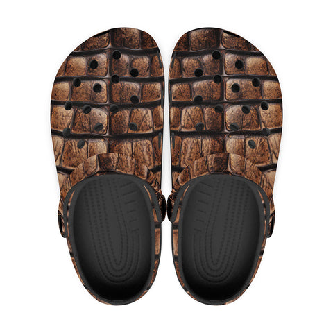 Classic Clogs Brown Alligator Skin Print