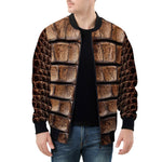 Bomber Jacket Brown Alligator Skin Print