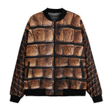 Bomber Jacket Brown Alligator Skin Print