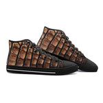 High-Top Canvas Shoes Brown Alligator Skin