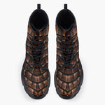 Casual Leather Chunky Boots Brown Alligator Skin