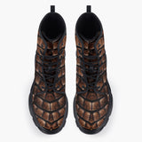 Casual Leather Chunky Boots Brown Alligator Skin