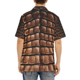 Hawaiian Shirt Brown Alligator Skin Print