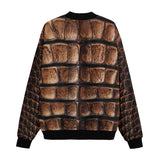 Bomber Jacket Brown Alligator Skin Print