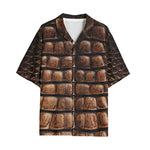 Hawaiian Shirt Brown Alligator Skin Print