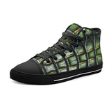 High-Top Canvas Shoes Green Crocodile Skin