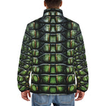 Down-Padded Puffer Jacket Green Crocodile Skin