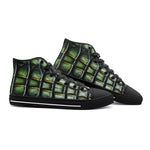 High-Top Canvas Shoes Green Crocodile Skin