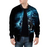 Bomber Jacket Tiger Glowing Blue Smoke