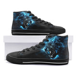 High-Top Canvas Shoes Tiger Glowing Blue Smoke