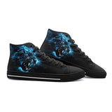 High-Top Canvas Shoes Tiger Glowing Blue Smoke