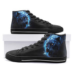 High-Top Canvas Shoes Black Panther with Blue Lightning