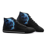 High-Top Canvas Shoes Black Panther with Blue Lightning