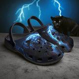 Classic Clogs Black Panther with Blue Lightning