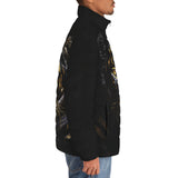 Down-Padded Puffer Jacket Black Tiger Glowing Gold