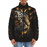 Down-Padded Puffer Jacket Tiger Gold Dripping Paint