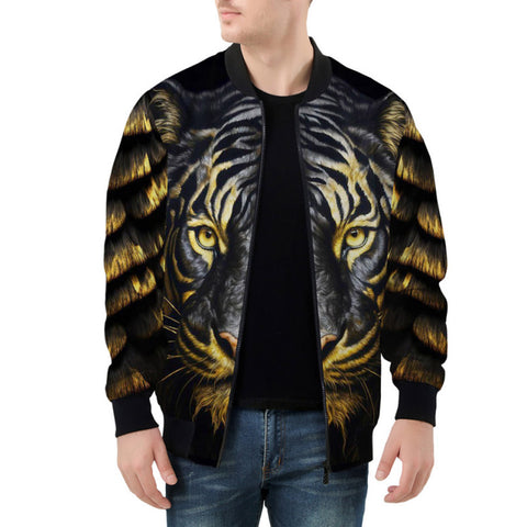 Bomber Jacket Golden and Black Tiger Head