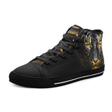 High-Top Canvas Shoes Golden and Black Tiger Head