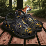 Classic Clogs Golden and Black Tiger Head