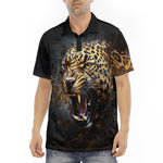 Men's Polo Shirt Golden Leopard Roaring