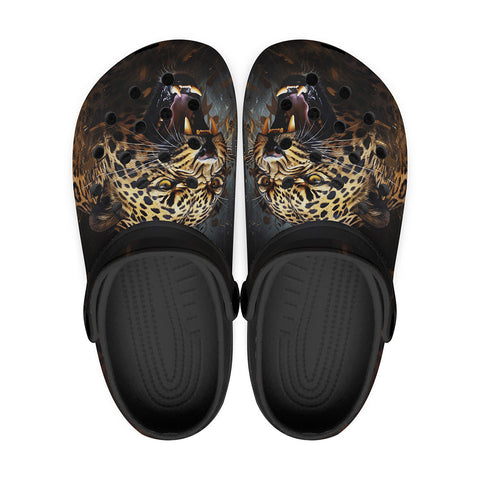 Classic Clogs Golden Leopard Roaring