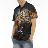 Men's Polo Shirt Golden Leopard Roaring