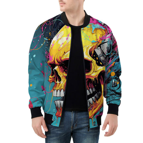 Bomber Jacket Abstract Skull in Graffiti Style