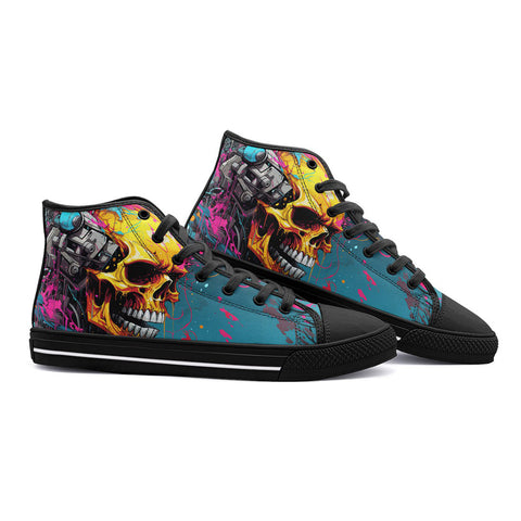 High-Top Canvas Shoes Abstract Skull in Graffiti Style