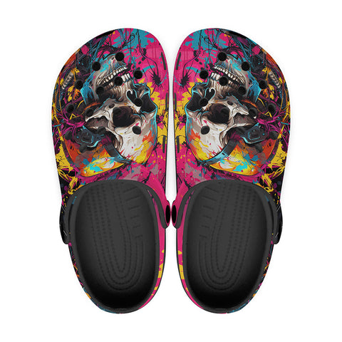 Classic Clogs Psychedelic Colorful Skull