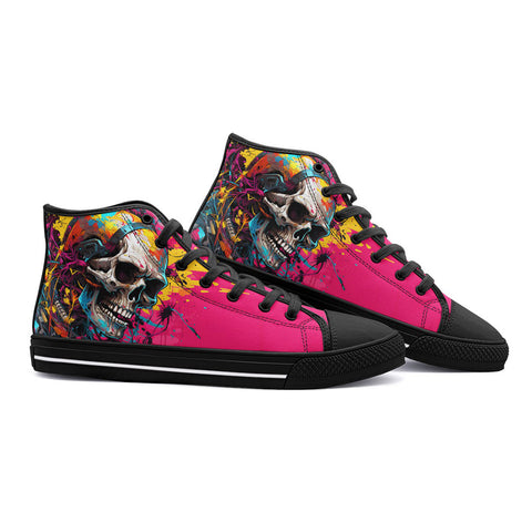 High-Top Canvas Shoes Psychedelic Colorful Skull