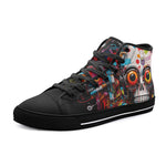 High-Top Canvas Shoes Surrealistic Colorful Skull