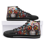 High-Top Canvas Shoes Surrealistic Colorful Skull