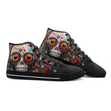 High-Top Canvas Shoes Surrealistic Colorful Skull