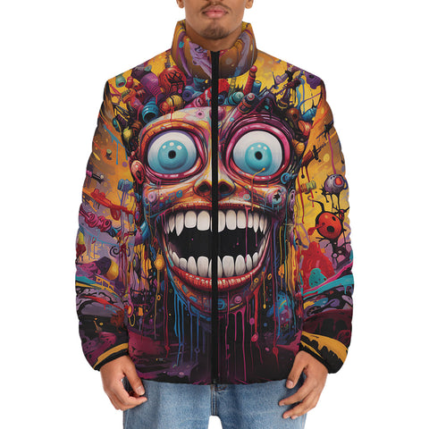 Down-Padded Puffer Jacket Psychedelic Bizarre Face