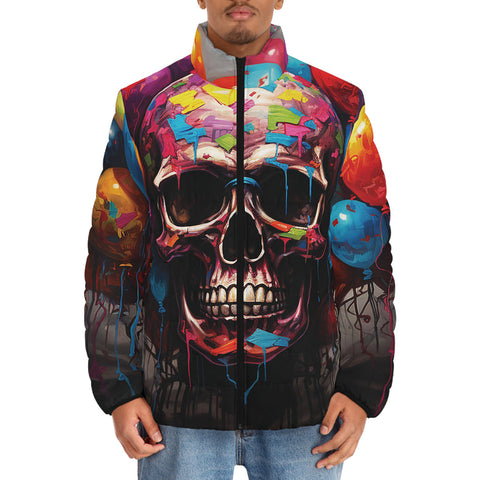 Down-Padded Puffer Jacket Colourful Balloons with Skull