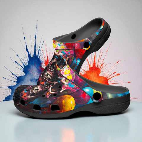 Classic Clogs Colourful Balloons with Skull