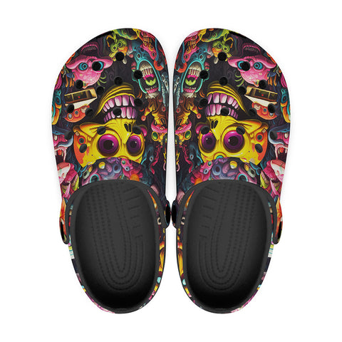 Classic Clogs Psychedelic Weird Skulls and Monsters