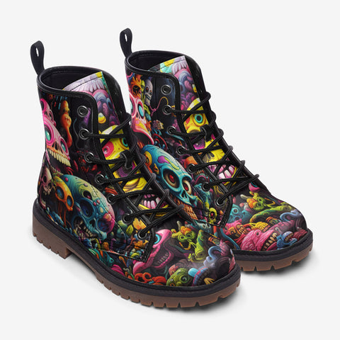 Leather Boots Psychedelic Weird Skulls and Monsters