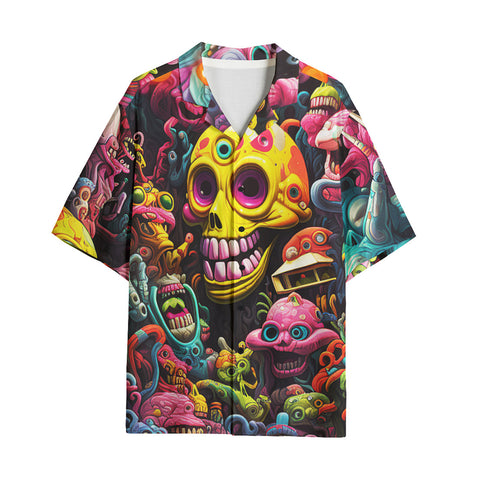 Hawaiian Shirt Psychedelic Weird Skulls and Monsters