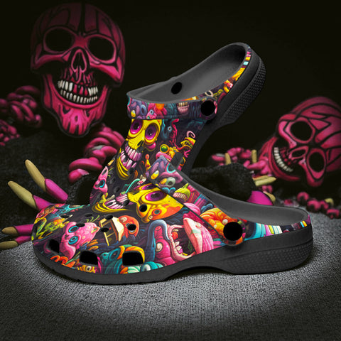 Classic Clogs Psychedelic Weird Skulls and Monsters