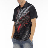 Men's Polo Shirt Dragon Head with Fire