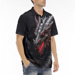 Men's Polo Shirt Dragon Head with Fire