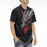 Men's Polo Shirt Dragon Head with Fire