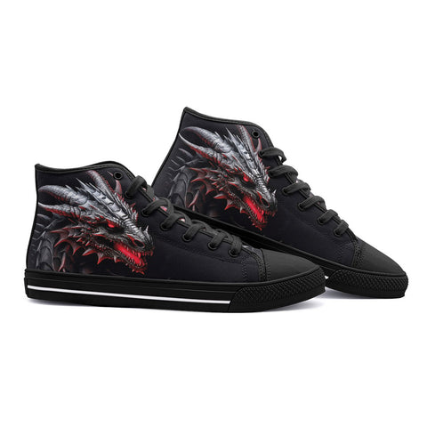 High-Top Canvas Shoes Dragon Head with Fire