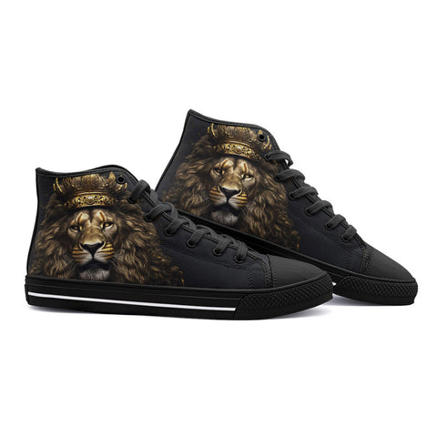 High-Top Canvas Shoes Golden Lion with Crown