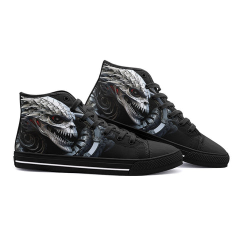 High-Top Canvas Shoes Metal Alien Skull