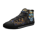 High-Top Canvas Shoes Egyptian Cat with Crown