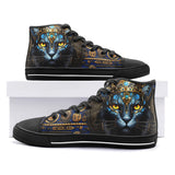 High-Top Canvas Shoes Egyptian Cat with Crown