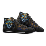 High-Top Canvas Shoes Egyptian Cat with Crown